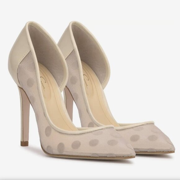 NEW JESSICA SIMPSON Prizma High Heel Polka Dot Pumps ivory 253 - Picture 1 of 7